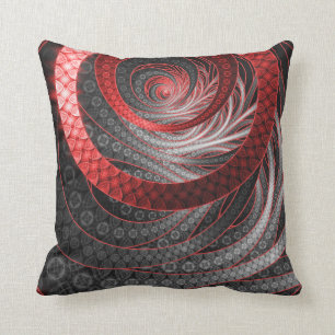 Beautiful Silver and Red Fractal Vampire Scales Cushion