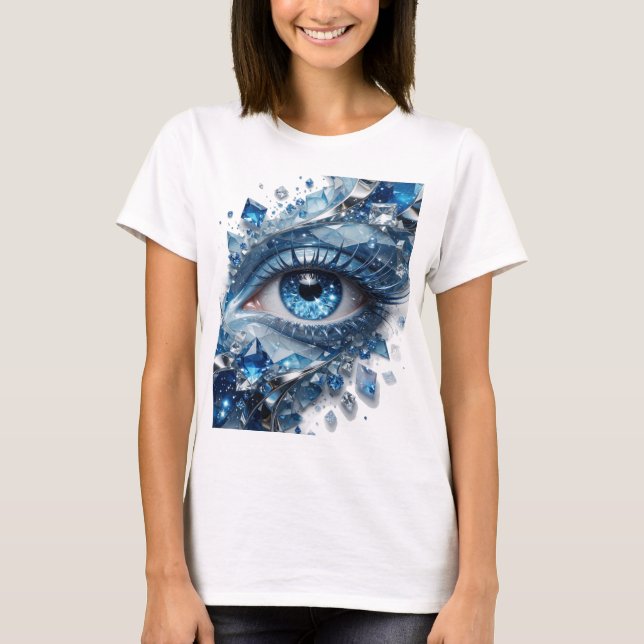 Beautiful Silver BLUE ICE EYE Statement Design T-Shirt (Front)