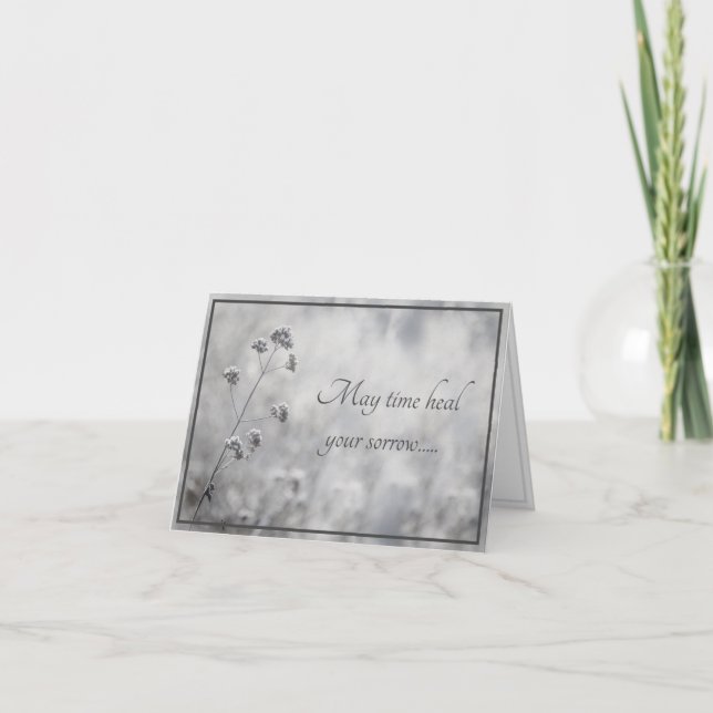 Beautiful Silver Floral Sympathy Card (Front)