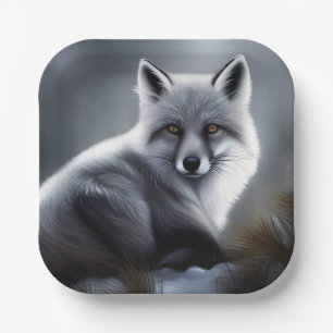 Beautiful Silver Fox  Paper Plate