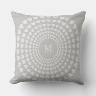 Beautiful Silver Heart Circles on Light Grey Cushion