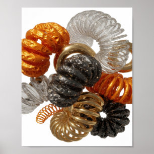 Beautiful Silver ORANGE AND GOLD HAIR TIES Print