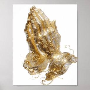 Beautiful Silver PRAYING HANDS Poster
