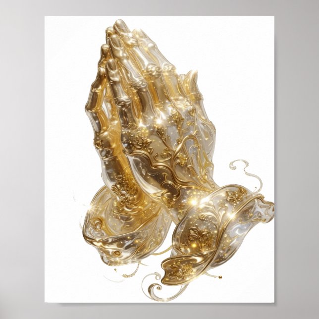 Beautiful Silver PRAYING HANDS Poster (Front)