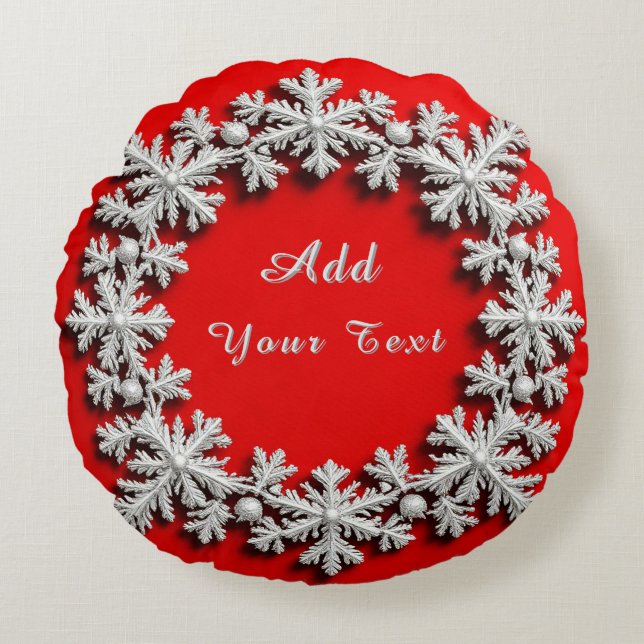 Beautiful Silver Snowflake Decorations Round Cushion (Front)