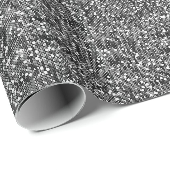 Beautiful Silver Wedding Confetti Wrapping Paper (Roll Corner)