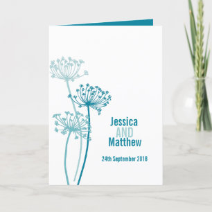 Beautiful simple aqua blue cows parsley wedding program