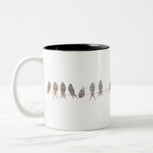 Beautiful Simple Modern Birds On A Wire Two-Tone Coffee Mug