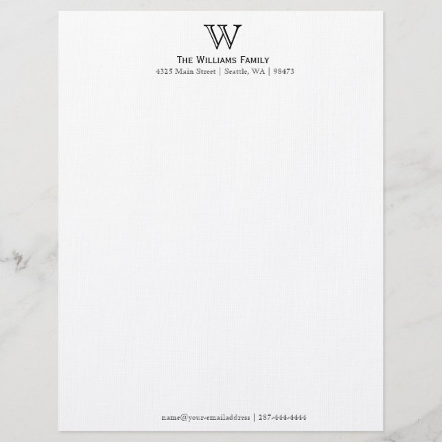 Beautiful, Simple Stationery Personalized Letterhead (Front)