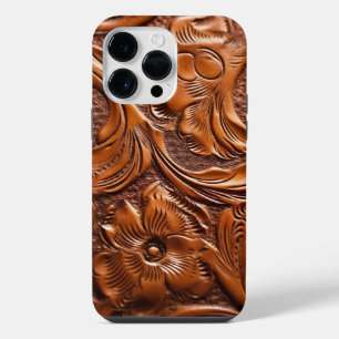 Beautiful Simulated Western Tooled Leather Pattern iPhone 14 Pro Max Case