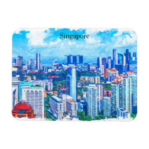 Beautiful Singapore Asia Panorama View Magnet