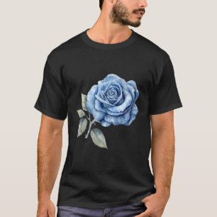 Beautiful Single Blue Rose In Watercolor T-Shirt