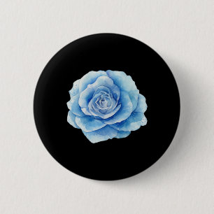 Beautiful Single Blue Rose In Watercolor Yoga Gym 6 Cm Round Badge