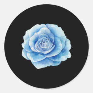 Beautiful Single Blue Rose In Watercolor Yoga Gym Classic Round Sticker