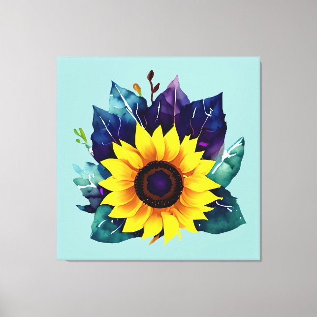 Beautiful Single Open Sunflower Canvas Print (Front)