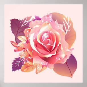 Beautiful Single Pink Rose Poster