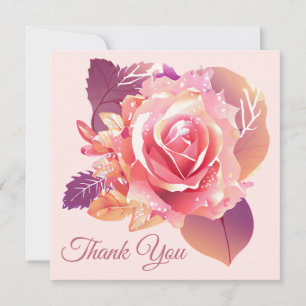 Beautiful Single Pink Rose Thank You Card