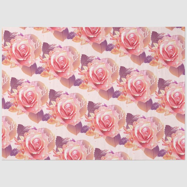 Beautiful Single Pink Rose Tissue Paper (Front)