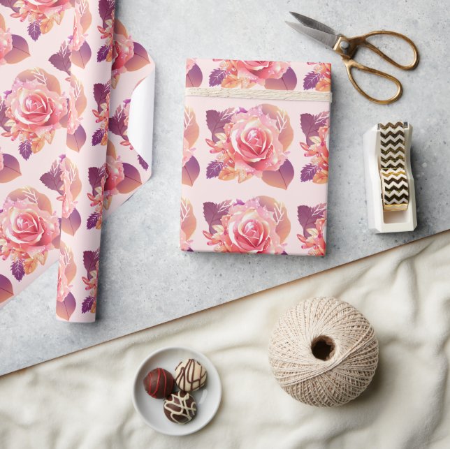 Beautiful Single Pink Rose Wrapping Paper (Crafts)