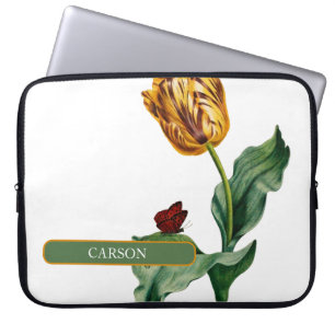 Beautiful Single Red and Yellow Tulip with Name Laptop Sleeve