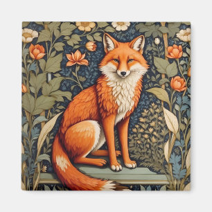 Beautiful Sitting Red Fox William Morris Inspired  Magnet