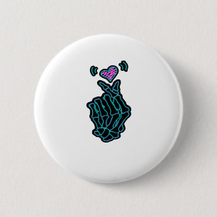 Beautiful Skeleton Hands With A Heart Signal For H 6 Cm Round Badge
