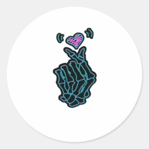 Beautiful Skeleton Hands With A Heart Signal For H Classic Round Sticker