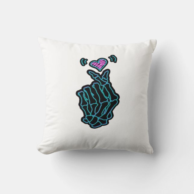 Beautiful Skeleton Hands With A Heart Signal For H Cushion (Front)