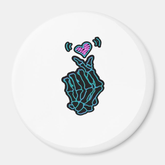 Beautiful Skeleton Hands With A Heart Signal For H Magnet (Front)