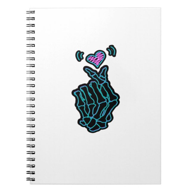 Beautiful Skeleton Hands With A Heart Signal For H Notebook (Front)
