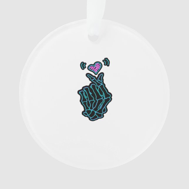 Beautiful Skeleton Hands With A Heart Signal For H Ornament (Front)