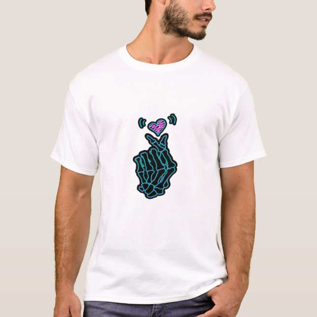 Beautiful Skeleton Hands With A Heart Signal For H T-Shirt (Front)