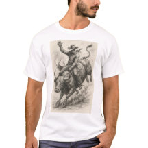 Beautiful sketch art of Cowboy riding a bull