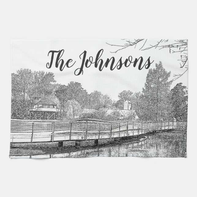 Beautiful Sketch of Forest Tea Towel (Horizontal)