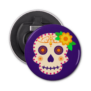 Beautiful Skull with Flowers Día de los Muertos Bottle Opener