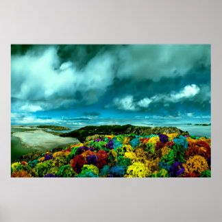 Beautiful sky colourful rocks art poster