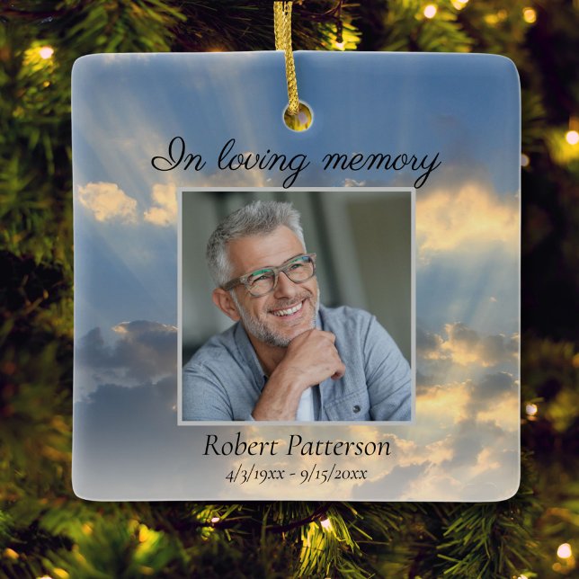 Beautiful Sky, In Loving Memory Memorial Photo Ceramic Ornament (Creator Uploaded)