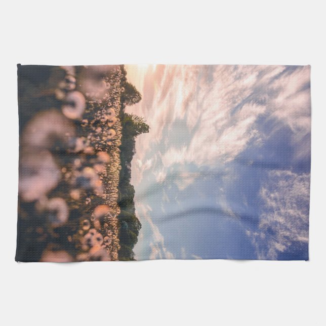 beautiful sky over the plain tea towel (Horizontal)