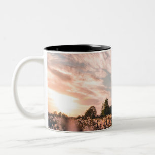 beautiful sky over the plain Two-Tone coffee mug