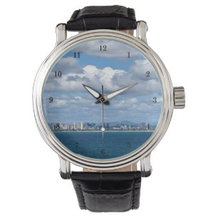 Beautiful Skyline Over the Water Wrist Watch