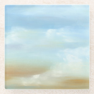 Beautiful Skyscape with Fluffy Clouds Glass Coaster