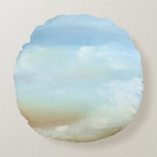 Beautiful Skyscape with Fluffy Clouds Round Cushion