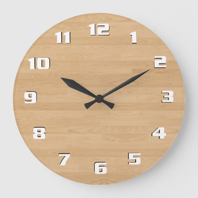 Beautiful Sleek Clean Modern Light wood Texture Large Clock (Front)