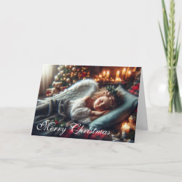 Beautiful Sleeping Angel Holiday Card