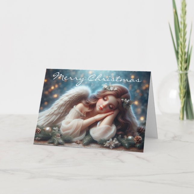 Beautiful Sleeping Angel Holiday Card (Front)