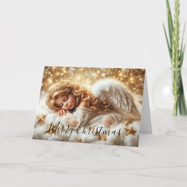 Beautiful Sleeping Angel Holiday Card (Front)