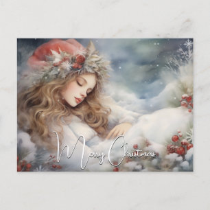Beautiful Sleeping Christmas Angel Holiday Postcard