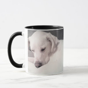 Beautiful Sleepy White Labrador Retriever Mix Dog Mug