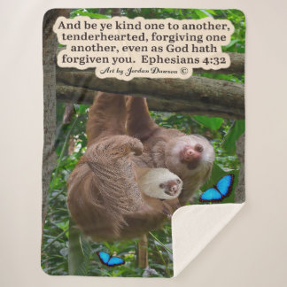 Beautiful Sloth Scripture: Ephesians 4:32 Sherpa Blanket