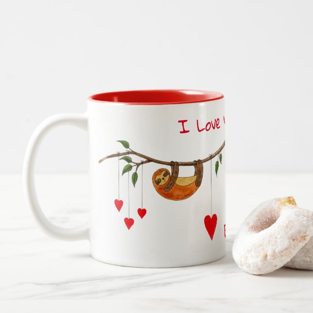 Beautiful Sloth Valentine's Day  Two-Tone Coffee M Two-Tone Coffee Mug (With Donut)